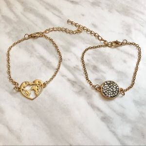 🎉 New 2 Piece Heart Earth & Druzy Bracelet Set